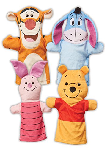 Product Cover Melissa & Doug Winnie The Pooh Hand Puppets, Puppet Sets, Pooh, Piglet, Tigger, and Eeyore, Soft Plush Material, Set of 4, 14