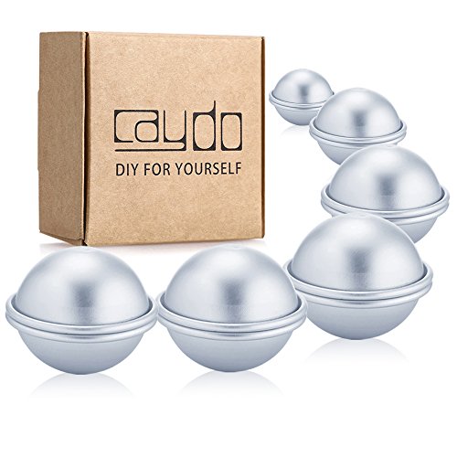 Product Cover Caydo 12 Pieces 3 Sizes 4cm/ 5cm/ 6cm DIY Metal Bath Bomb Mold 6 Set for Crafting Your Own Fizzles