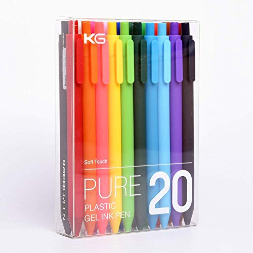 Product Cover KACO Retractable Gel ink Pens,Extra Fine Point (0.5 mm)-20 Pack,Assorted Colors (I860)