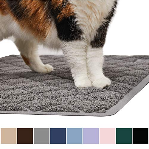 Product Cover Gorilla Grip Original Premium Durable Cat Litter Mat, 35x23, XL Jumbo, No Phthalate, Water Resistant, Traps Litter from Box and Cats, Scatter Control, Soft on Kitty Paws, Easy Clean Cat Mat, Gray