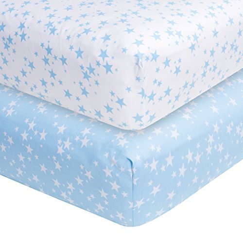 Product Cover Blue Stars 2-pack Fitted Crib Sheets, Frenchie Mini Couture