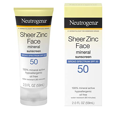 Product Cover Neutrogena Sheer Zinc Oxide Dry-Touch Face Sunscreen with Broad Spectrum SPF 50, Oil-Free, Non-Comedogenic & Non-Greasy Mineral Sunscreen, 2 fl. oz