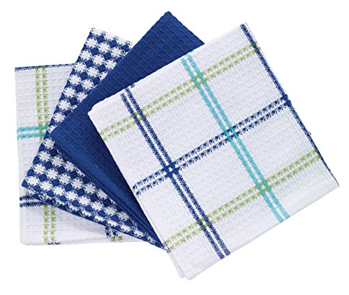 Product Cover T-fal Textiles 24397 4-Pack Cotton Flat Waffle Dish Cloth, Cool, 4 Pack