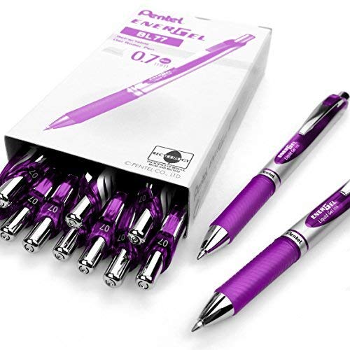 Product Cover Pentel EnerGel XM BL77 - Retractable Liquid Gel Ink Pen - 0.7mm - 54% Recycled - Purple - Box of 12