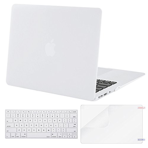 Product Cover MOSISO Plastic Hard Shell Case & Keyboard Cover & Screen Protector Only Compatible with MacBook Air 13 inch (Models: A1369 & A1466, Older Version 2010-2017 Release), White
