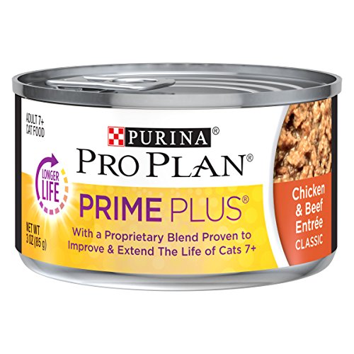 Product Cover Purina Pro Plan Senior Pate Wet Cat Food, PRIME PLUS Chicken & Beef Entree - (24) 3 oz. Pull-Top Cans