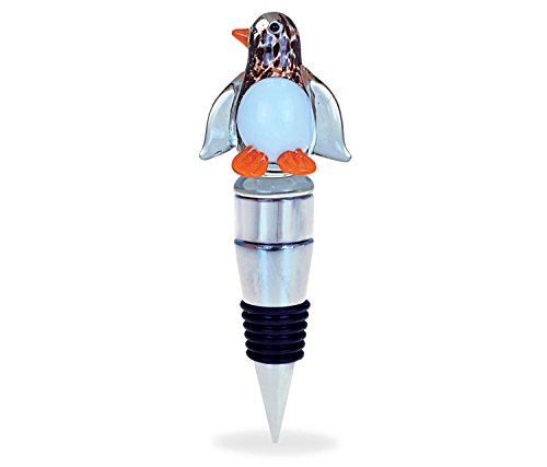 Product Cover Puzzled Penguin Multi Color Wine Décor LED Glass Stoppers - Animal / Sea Life Theme - Unique and Elegant Gift - Item #6073