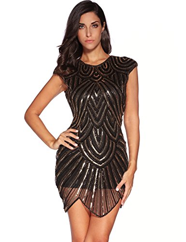Product Cover Women's 1920s Vintage Gatsby Sequin Embellished Flapper Mini Dress