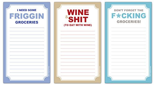 Product Cover Funny Magnetic Grocery Lists - Wine, Shit, Friggin, Fcking Gag Gift -(3-Pack)