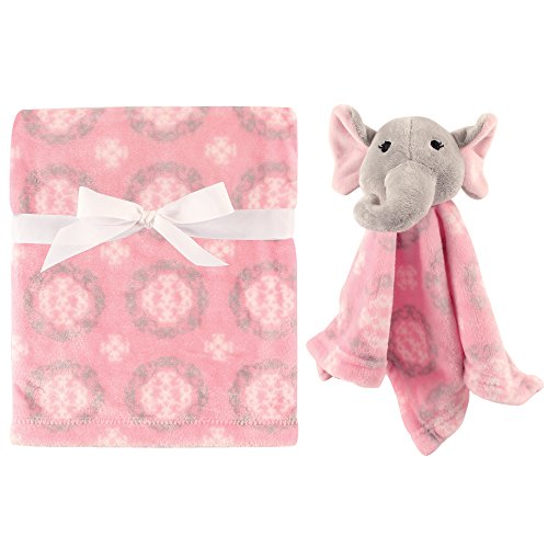 Product Cover Hudson Baby Unisex Baby Plush Blanket with Security Blanket, Girly Elephant 2 Piece, One Size