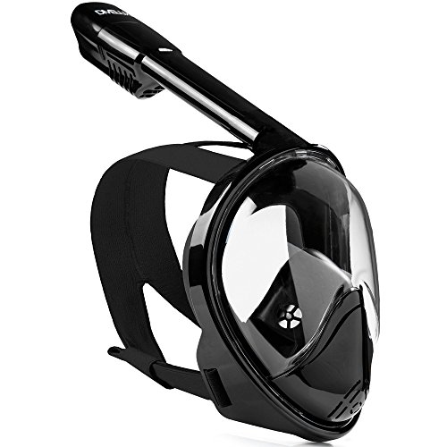 Product Cover DIVELUX Snorkel Mask - Original Full Face Snorkeling and Diving Mask with 180° Panoramic Viewing - Longer Ventilation Pipe, Watertight, Anti Fog & Anti Leak Technology, (Black, L/XL)