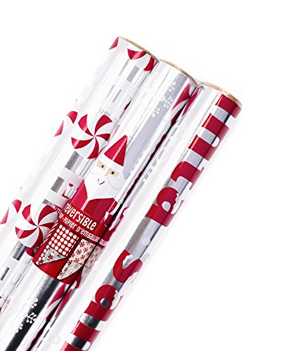 Product Cover Hallmark Christmas Wrapping Paper, Santa Foil (Pack of 3, 60 sq. ft. ttl.)