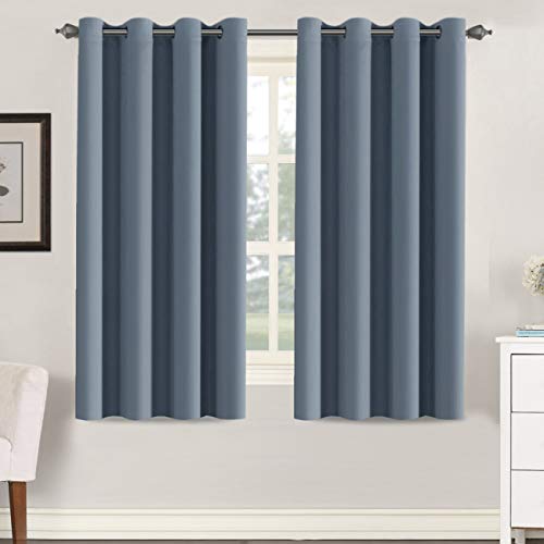 Product Cover H.VERSAILTEX Soft and Smooth Blackout Window Curtain Panel,8 Grommets Drapes (Set of 2 Panels,52 by 63 - Inch,Stone Blue)