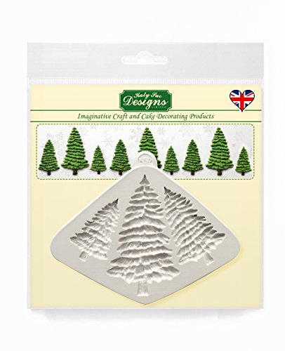 Product Cover Fir Trees Silhouettes Silicone Mold for Cake Decorating, Cupcakes, Sugarcraft, Candies and Clay, Food Safe, Made in the UK