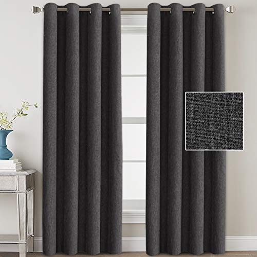 Product Cover H.VERSAILTEX Linen Blackout Curtains 84 Inches Long Room Darkening Heavy Duty Burlap Efffect Textured Linen Curtains/Draperies/Drapes for Living Room Bedroom - Charcoal Gray (2 Panels)