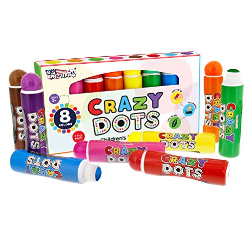 Product Cover U.S. Art Supply 8 Color Crazy Dots Markers - Children's Washable Easy Grip Non-Toxic Paint Marker Daubers