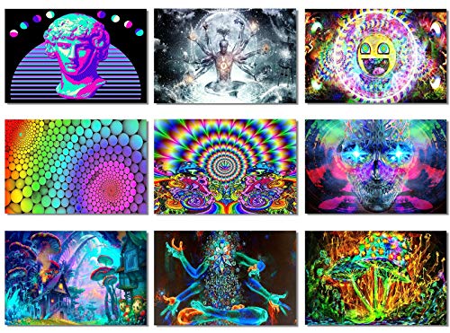Product Cover SmartWallStation 9X Fabric Poster Psychedelic Trippy Colorful Trippy Surreal Abstract Astral Digital Wall Art Prints 20x13 (50x33cm) (1-9)(Not Blacklight)