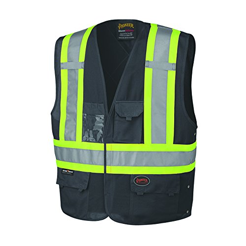 Product Cover Pioneer V1021570U High Visibility, Reflective Safety Vest, ANSI Class 1, Black (Large/XL)