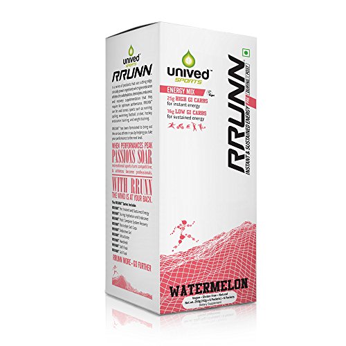 Product Cover Unived RRUNN Pre Energy Sports Drink Mix, Instant & Sustained Energy, Watermelon Flavour, 6 Servings (0.55lbs, 252g)