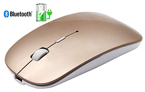 Product Cover Tsmine Mouse for iPad and iPhone (iPadOS 13 / iOS 13 and Above), Slim Rechargeable Bluetooth Mouse for Laptop, Notebook, PC, Windows/Android Tablet, iMac MacBook Air - Gold
