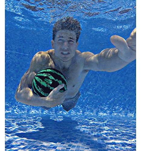 Product Cover Watermelon Ball - The Ultimate Swimming Pool Game | Pool Ball for Under Water Passing, Dribbling, Diving and Pool Games for Teens, Kids, or Adults | 9 in. Ball Fills with Water