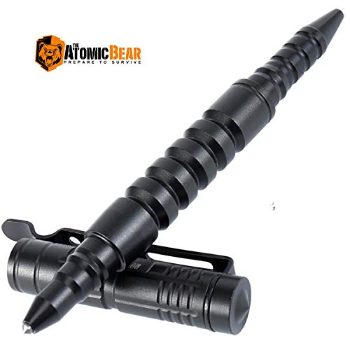 Product Cover The Atomic Bear Tactical Pen - Self Defence Pen and Window Breaker - Used in Police and Military Gear - Best Defense Ballpoint Pens with Free Pouch and 2nd Ink Refill
