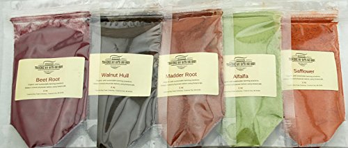 Product Cover Natural soap colorants Sampler - 5oz - for Soap Making and Cosmetics. Beet root, Black walnut hull,Madder root, Alfalfa, Safflower. Soap making supplies.