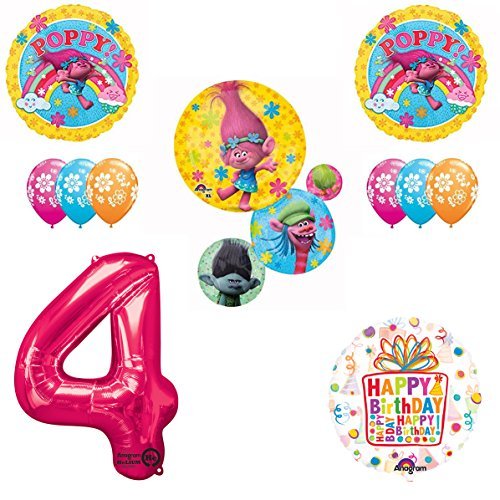 Product Cover TROLLS Movie 4th Happy Birthday Party Balloons Decoration Supplies Poppy Branch Movie