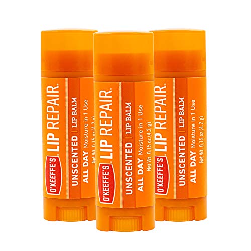 Product Cover O'Keeffe's Unscented Lip Repair Lip Balm for Dry, Cracked Lips, Stick, (Pack of 3)