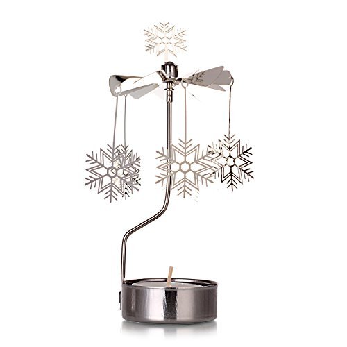 Product Cover Mustaner Rotary Candle Holder Spinning Candleholder Metal Small Gift (Snow)