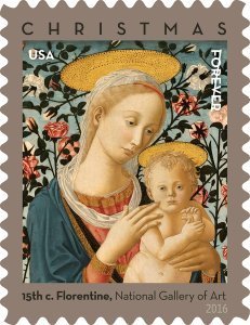 Product Cover Florentine Madonna and Child USPS Forever First Class Postage Stamp U.S. Holiday Christmas Sheets (20 Stamps) (Booklet of 20 stamps)