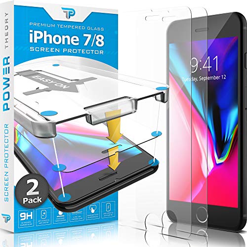 Product Cover Power Theory iPhone 8 / iPhone 7 Glass Screen Protector [2-Pack] with Easy Install Kit [Premium Tempered Glass]