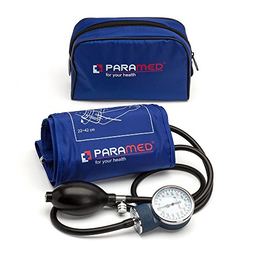 Product Cover Professional Manual Blood Pressure Cuff - Aneroid Sphygmomanometer with Durable Carrying Case by Paramed - Lifetime Calibration for Accurate Readings - Dark Blue