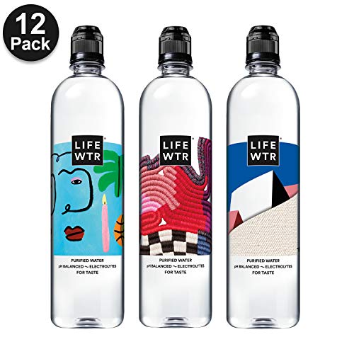 Product Cover LIFEWTR Premium Purified Water, pH Balanced with Electrolytes For Taste,  23.7 Fl Oz Flip Cap Bottles,  700 mL (12 Count)