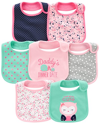 Product Cover Simple Joys by Carter's Baby Girls' 7-Pack Teething Bib, Pink/Mint, One Size