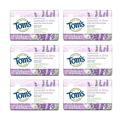 Product Cover Tom's of Maine Natural Beauty Bar, Bar Soap, Natural Soap, Lavender & Shea with Raw Shea Butter, 5 Ounce, 6-Pack