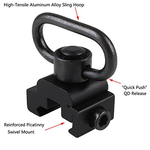 Product Cover Xage QD Sling Swivel Mount - with Base Rail Mounted Push Button (Sling Attachment for Picatinny/Weaver)