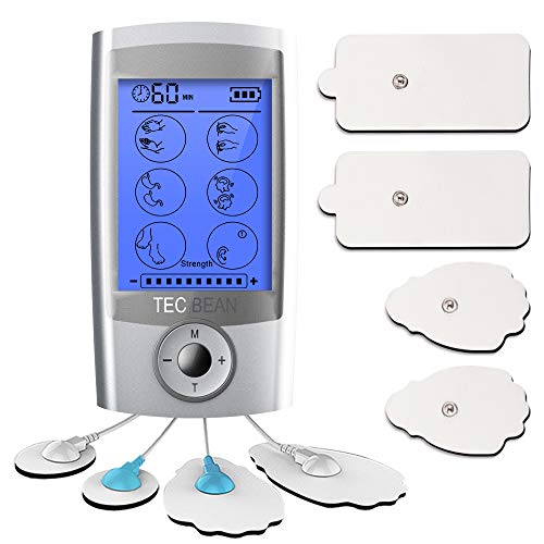 Product Cover Muscle Stimulator TENS EMS Unit with 8 Electrode Pads, TEC.BEAN Rechargeable 16 Modes Electronic Pulse Massager Muscle Relief Massager for Treating Back Neck Stress Sciatic Pain