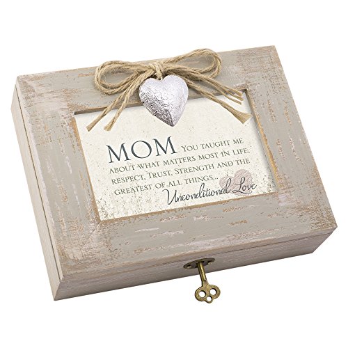 Product Cover Mom Taught Love Distressed Wood Locket Jewelry Music Box Plays Tune Wind Beneath My Wings