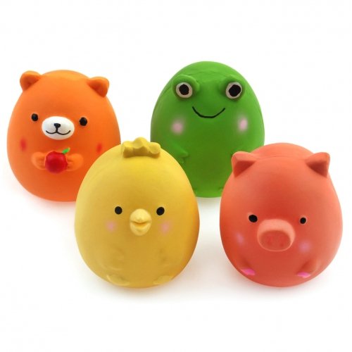 Product Cover Chiwava 4PCS 2.4'' Squeak Latex Puppy Toy Funny Animal Sets Pet Interactive Play for Small Dog Assorted Color