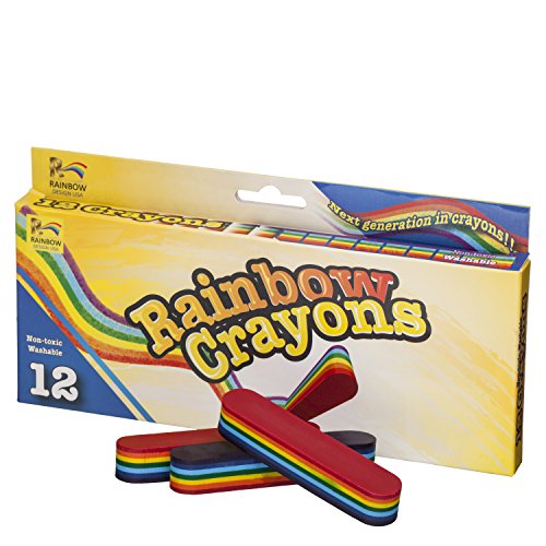 Product Cover 12-Pack Multi-Color Rainbow Crayon Set - Non Toxic - Safe for Toddlers, Kids and Children - 7 Bright Colorful Fun Colors - Perfect Party Favor - Ideal for Home and School Use