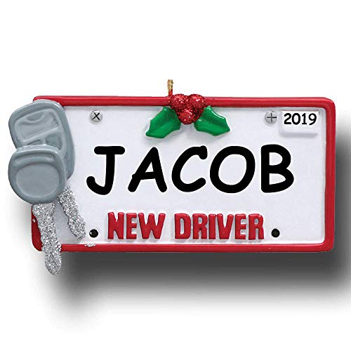 Product Cover Personalized Driver Car License Plate with Keys Christmas Ornament with Name