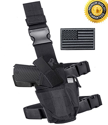Product Cover Carlebben Drop Leg Holster Molle Airsoft Holster Thigh Pistol Gun Holster Tactical Adjustable Right Handed (Black)