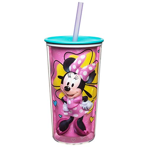 Product Cover Zak Designs 10.5 oz Minnie Bowtique Insulated Tumbler With Lid, Straw And Embossed Artwork - Makes Character Pop Out, Insulation Prevents Condensation, And Fits In Most Cup Holders, Minnie Bowtique