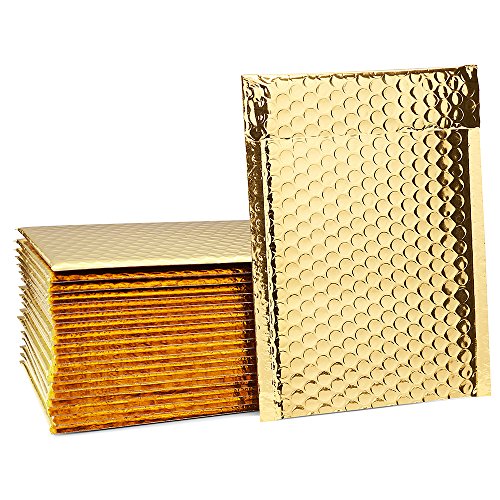 Product Cover Fu Global Gold 7.5x11 inches Metallic Christmas Bubble Mailers Padded Envelopes Bubble Envelopes DVD Mailer Pack of 12