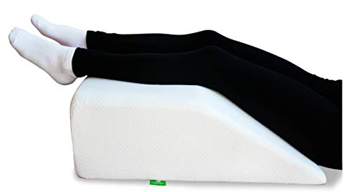 Product Cover Post Surgery Elevating Leg Rest Pillow with Memory Foam Top - Best for Back, Hip and Knee Pain Relief, Foot and Ankle Injury and Recovery Wedge - Breathable and Washable Cover (8 Inch Elevator, White)