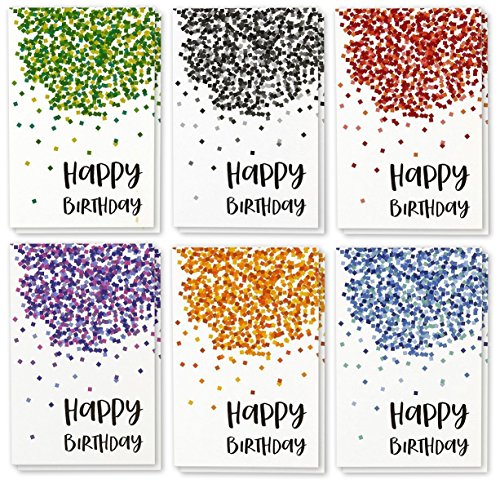 Product Cover Best Paper Greetings Birthday Card - 48-Pack Birthday Cards Box Set, Happy Birthday Cards - Confetti Designs Birthday Card Bulk, Envelopes Included, 4 x 6 inches