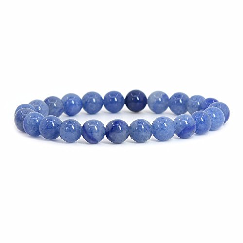 Product Cover Natural Blue Aventurine Rock Crystal Gemstone 8mm Round Beads Stretch Bracelet 7 Inch Unisex