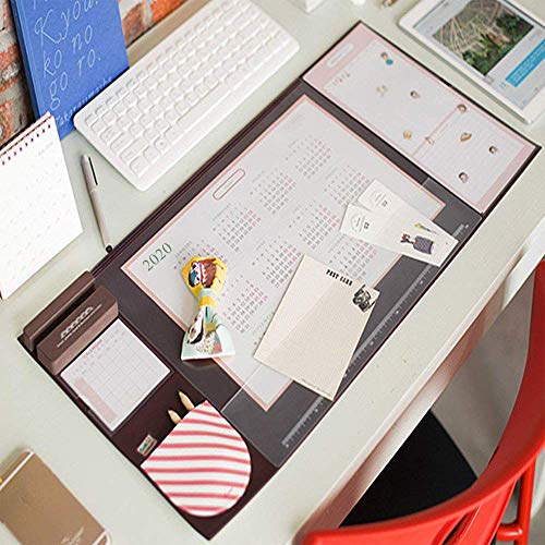Product Cover Mirstan Large Size Mouse pad Anti-Slip Desk Mouse Mat Waterproof Desk Protector Mat with Smartphone Stand, Pockets, Dividing Rule, 2020 Calendar and Pen Groove (Brown)
