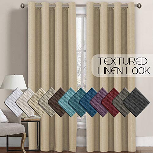 Product Cover H.VERSAILTEX Linen Curtains Room Darkening Light Blocking Thermal Insulated Heavy Weight Textured Rich Linen Burlap Curtains for Bedroom/Living Room Curtain, 52 by 96 Inch - Beige (1 Panel)